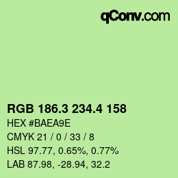 カラーコード: RGB 186.3 234.4 158 | qconv.com