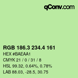 カラーコード: RGB 186.3 234.4 161 | qconv.com