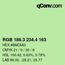 カラーコード: RGB 186.3 234.4 163 | qconv.com