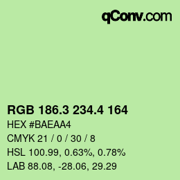 カラーコード: RGB 186.3 234.4 164 | qconv.com