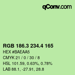 カラーコード: RGB 186.3 234.4 165 | qconv.com