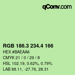 カラーコード: RGB 186.3 234.4 166 | qconv.com