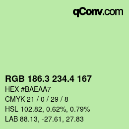 カラーコード: RGB 186.3 234.4 167 | qconv.com