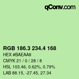 カラーコード: RGB 186.3 234.4 168 | qconv.com