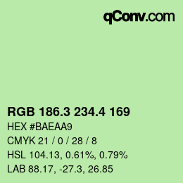カラーコード: RGB 186.3 234.4 169 | qconv.com