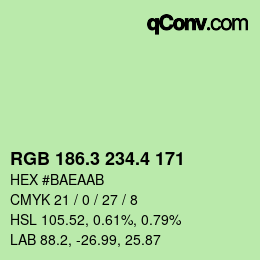 カラーコード: RGB 186.3 234.4 171 | qconv.com