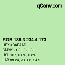 カラーコード: RGB 186.3 234.4 173 | qconv.com