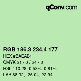 カラーコード: RGB 186.3 234.4 177 | qconv.com