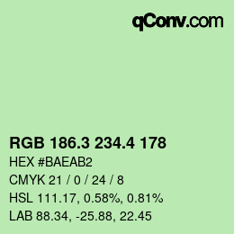 カラーコード: RGB 186.3 234.4 178 | qconv.com