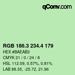 カラーコード: RGB 186.3 234.4 179 | qconv.com