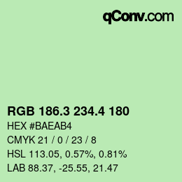 カラーコード: RGB 186.3 234.4 180 | qconv.com