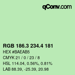 カラーコード: RGB 186.3 234.4 181 | qconv.com