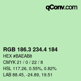 カラーコード: RGB 186.3 234.4 184 | qconv.com