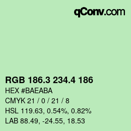 カラーコード: RGB 186.3 234.4 186 | qconv.com