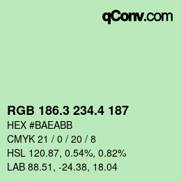 カラーコード: RGB 186.3 234.4 187 | qconv.com