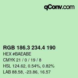 カラーコード: RGB 186.3 234.4 190 | qconv.com