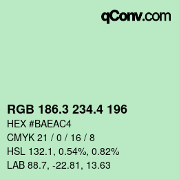 カラーコード: RGB 186.3 234.4 196 | qconv.com