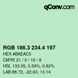 カラーコード: RGB 186.3 234.4 197 | qconv.com