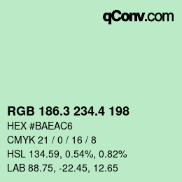 カラーコード: RGB 186.3 234.4 198 | qconv.com