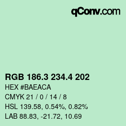 カラーコード: RGB 186.3 234.4 202 | qconv.com