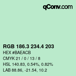 カラーコード: RGB 186.3 234.4 203 | qconv.com