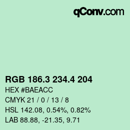 カラーコード: RGB 186.3 234.4 204 | qconv.com