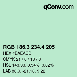 カラーコード: RGB 186.3 234.4 205 | qconv.com