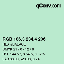 カラーコード: RGB 186.3 234.4 206 | qconv.com