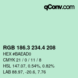 カラーコード: RGB 186.3 234.4 208 | qconv.com