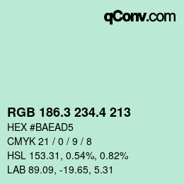 カラーコード: RGB 186.3 234.4 213 | qconv.com