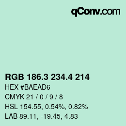 カラーコード: RGB 186.3 234.4 214 | qconv.com