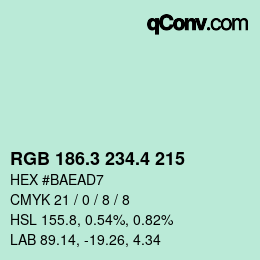 カラーコード: RGB 186.3 234.4 215 | qconv.com