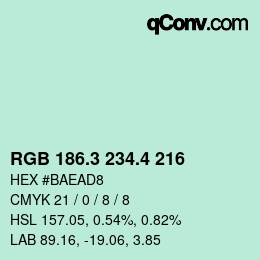 カラーコード: RGB 186.3 234.4 216 | qconv.com