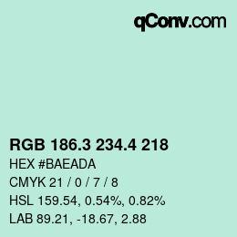 カラーコード: RGB 186.3 234.4 218 | qconv.com