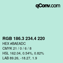 カラーコード: RGB 186.3 234.4 220 | qconv.com