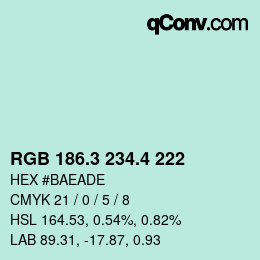 カラーコード: RGB 186.3 234.4 222 | qconv.com