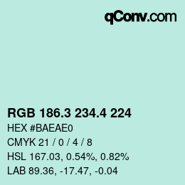 カラーコード: RGB 186.3 234.4 224 | qconv.com