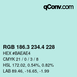 カラーコード: RGB 186.3 234.4 228 | qconv.com