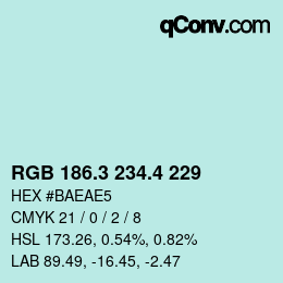カラーコード: RGB 186.3 234.4 229 | qconv.com