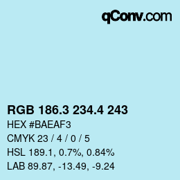 カラーコード: RGB 186.3 234.4 243 | qconv.com