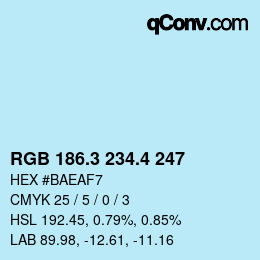 カラーコード: RGB 186.3 234.4 247 | qconv.com