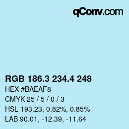 カラーコード: RGB 186.3 234.4 248 | qconv.com