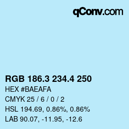 カラーコード: RGB 186.3 234.4 250 | qconv.com