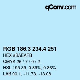 カラーコード: RGB 186.3 234.4 251 | qconv.com