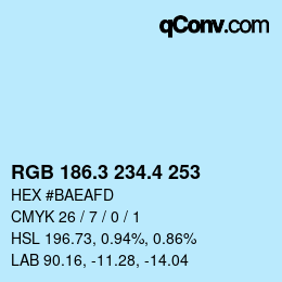 カラーコード: RGB 186.3 234.4 253 | qconv.com