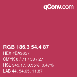 カラーコード: RGB 186.3 54.4 87 | qconv.com