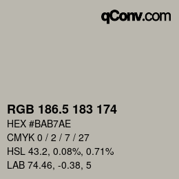 カラーコード: RGB 186.5 183 174 | qconv.com