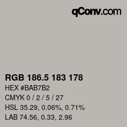 Color code: RGB 186.5 183 178 | qconv.com