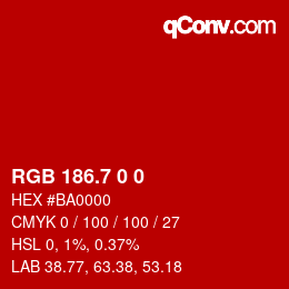 カラーコード: RGB 186.7 0 0 | qconv.com