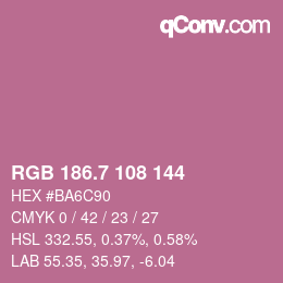 カラーコード: RGB 186.7 108 144 | qconv.com